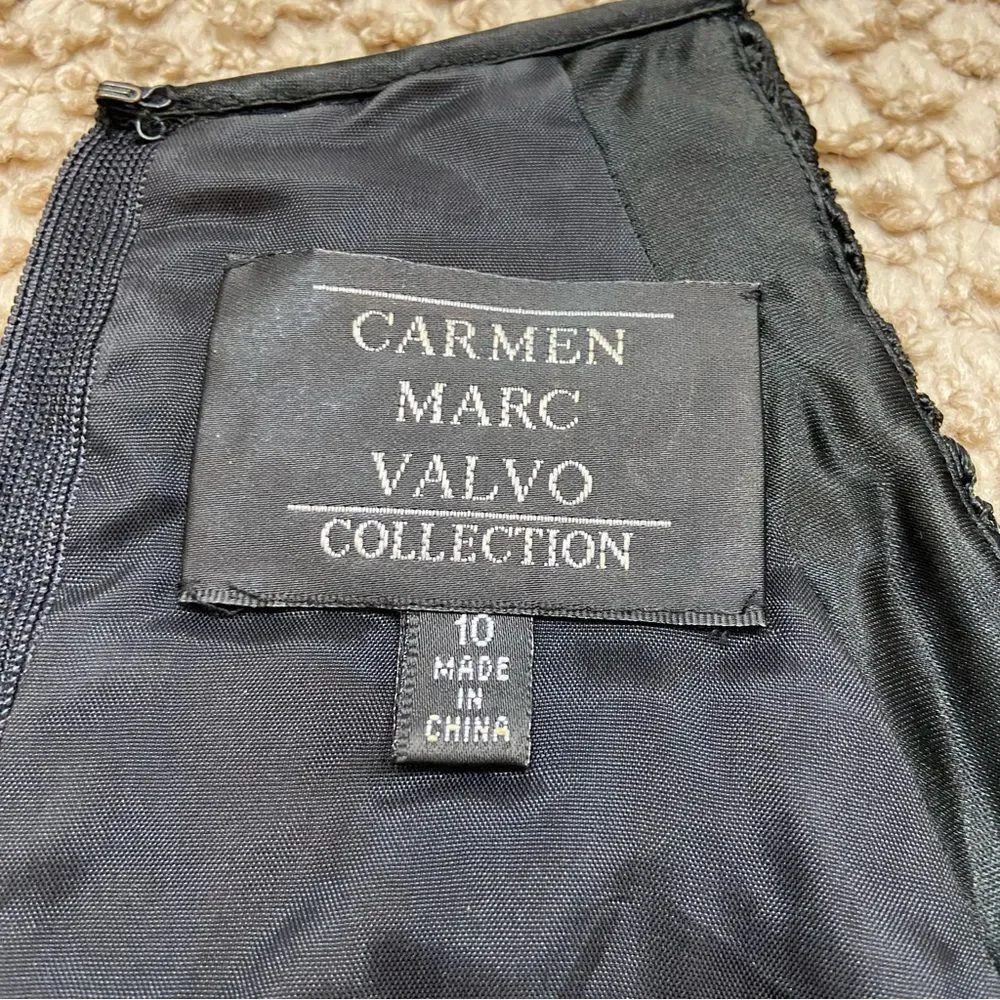 Carmen Marc Valvo Brand‎ Black Beaded Formal Top Size 10 - Picture 7 of 13
